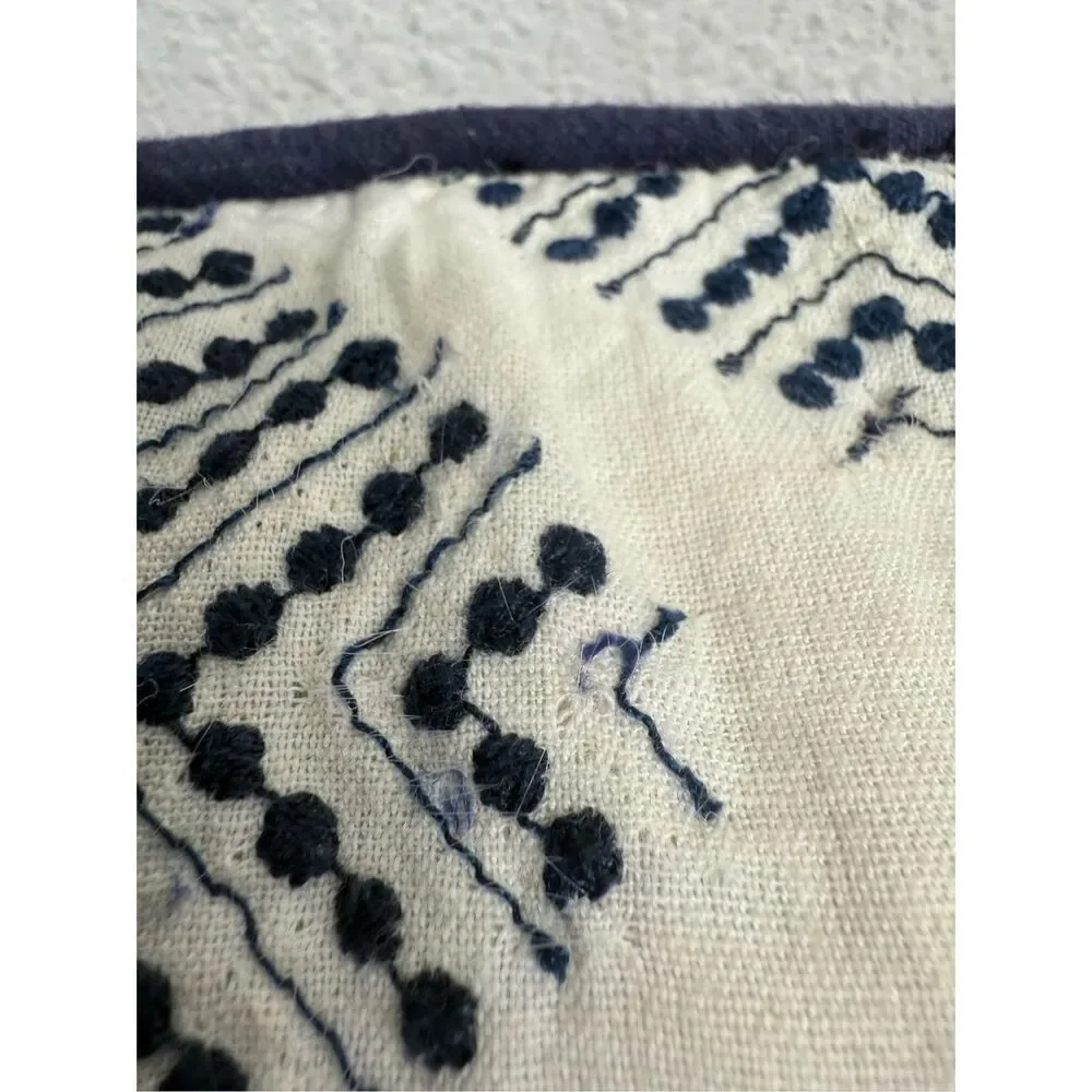 Celerie Kemble Linen Blend Blue Throw Pillow 22” X 12” Duck Feathers See Notes